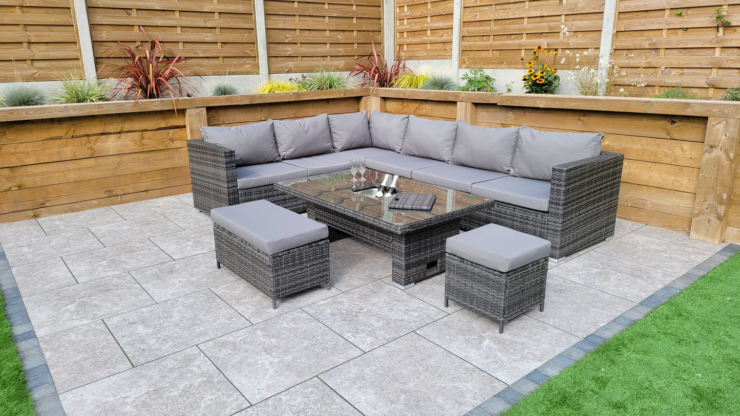 Rattan Corner Dining Sofa with Lift Table & Ice Bucket | Catalina | Cata0367