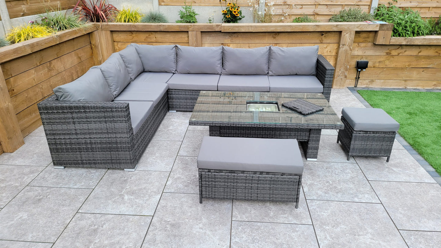 Rattan Corner Dining Sofa with Lift Table & Ice Bucket | Catalina | Cata0367