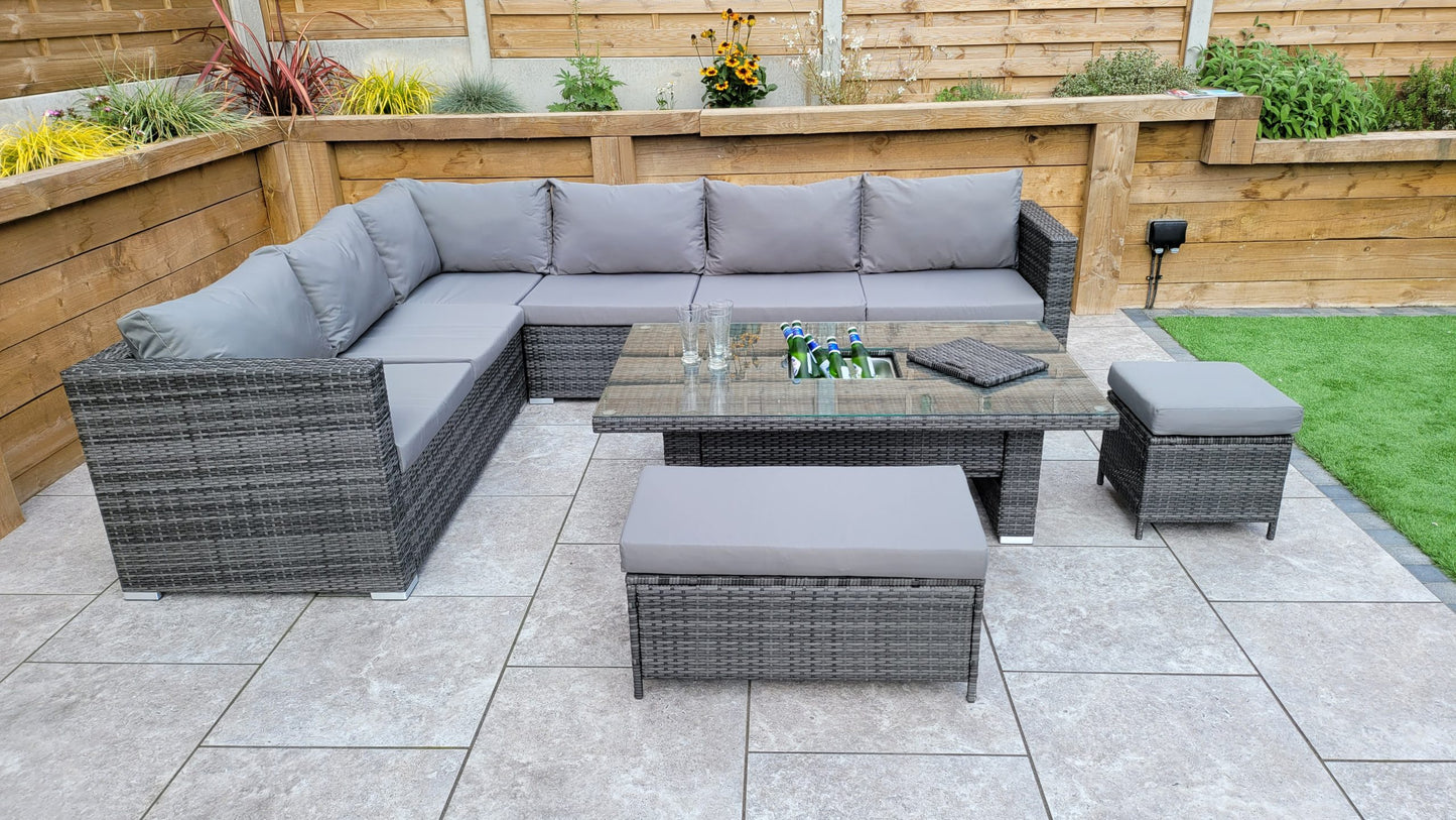 Rattan Corner Dining Sofa with Lift Table & Ice Bucket | Catalina | Cata0367