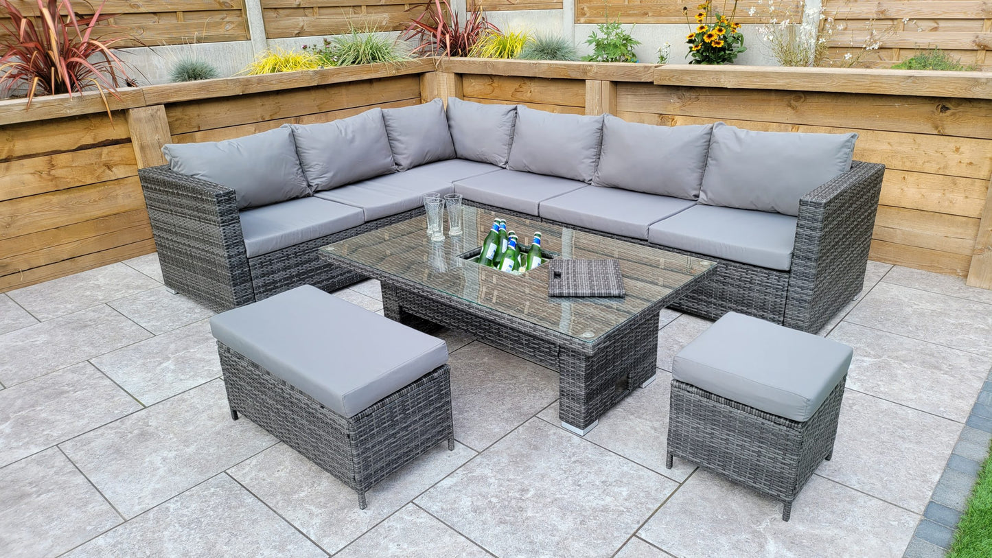Rattan Corner Dining Sofa with Lift Table & Ice Bucket | Catalina | Cata0367