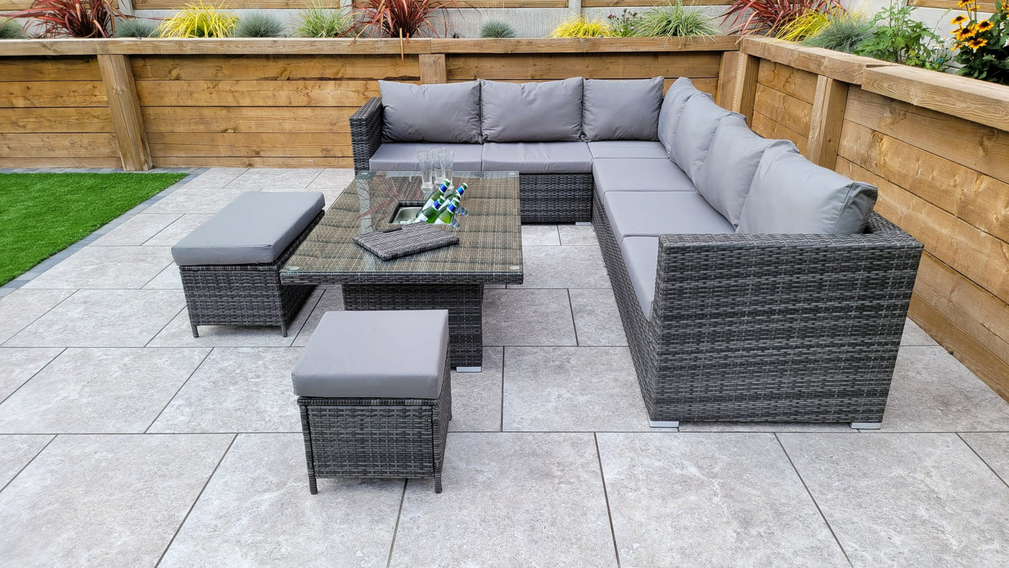 Rattan Corner Dining Sofa with Lift Table & Ice Bucket | Catalina | Cata0367