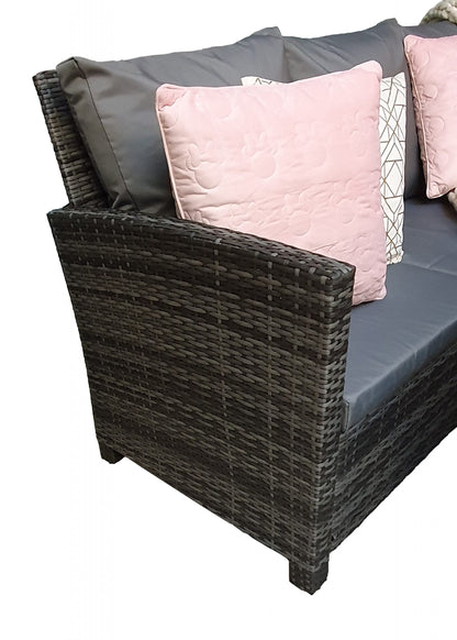 Rattan Grey Corner Sofa + Dining Table + 3 Stools Set | Char0308