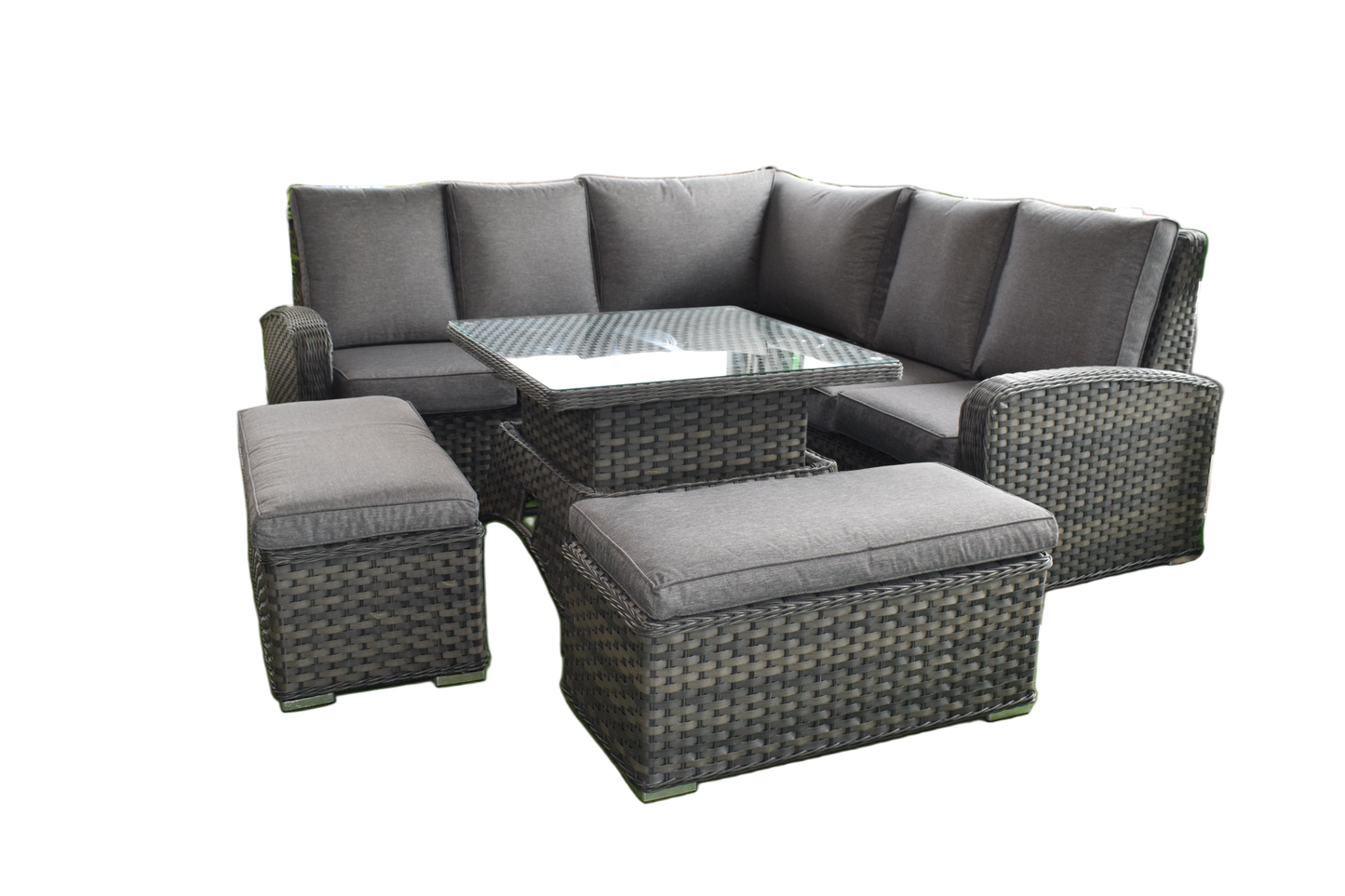 Rattan Anna Corner Sofa with Lift Table + 2 Bench Stools | GCV1308V-6C