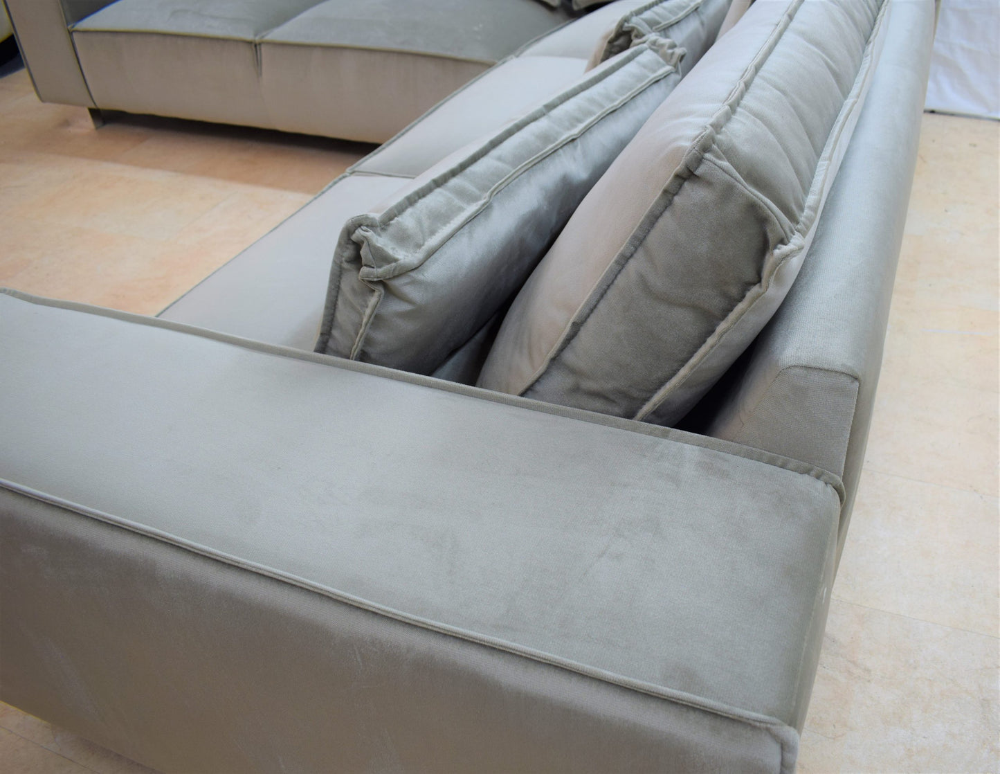 Sloane Ex-Display Large Fabric Corner Sofa in Putty | EXSLO