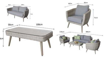 Rattan 5 Seater Sofa Set in Fine Grey | Danielle | Dani0159