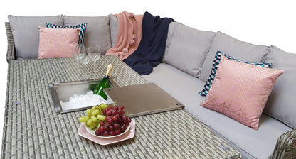Rattan Corner Dining sofa with Lift Table and Ice Bucket | Edwina | Edwi0317