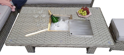Rattan Corner Dining sofa with Lift Table and Ice Bucket | Edwina | Edwi0317
