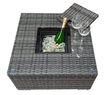 Rattan Corner Sofa with Ice Bucket and Coffee Table in Grey | Georgia | Geor0311