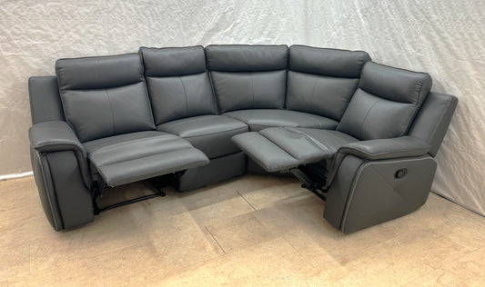 Mitzy Ex-Display Grey Manual Recliner Leather 2C1 Corner Sofa | EXMIT