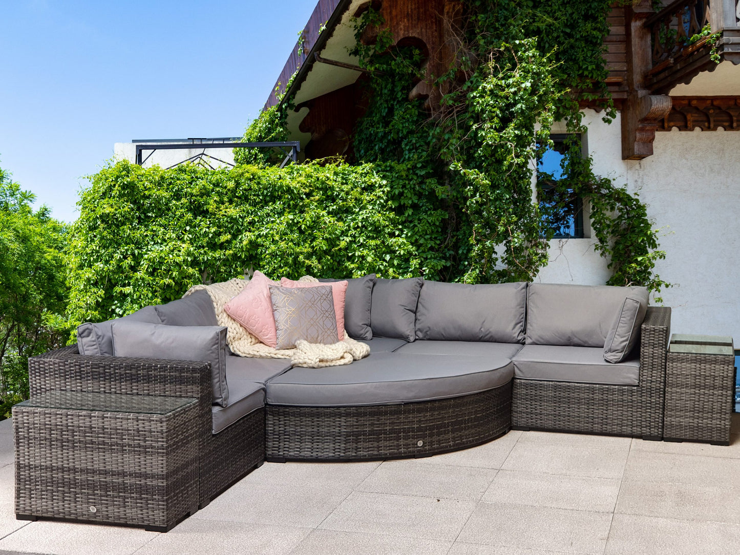 Rattan Jessica Modular Corner Sofa Set Grey | Jess0005
