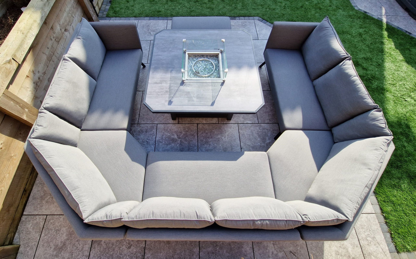 Luna U Shape Fabric Corner Sofa with Firepit Table | Luna0414