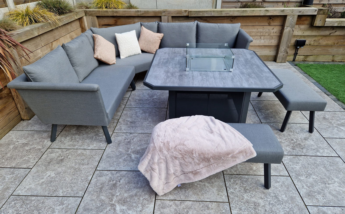 Luna L Shape Fabric Corner Sofa with Firepit Table | Luna0415