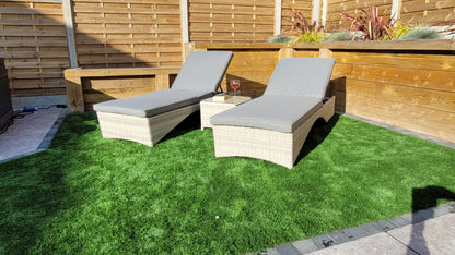 Rattan Meghan Sun Lounger Set with Drinks Table | Megh0402
