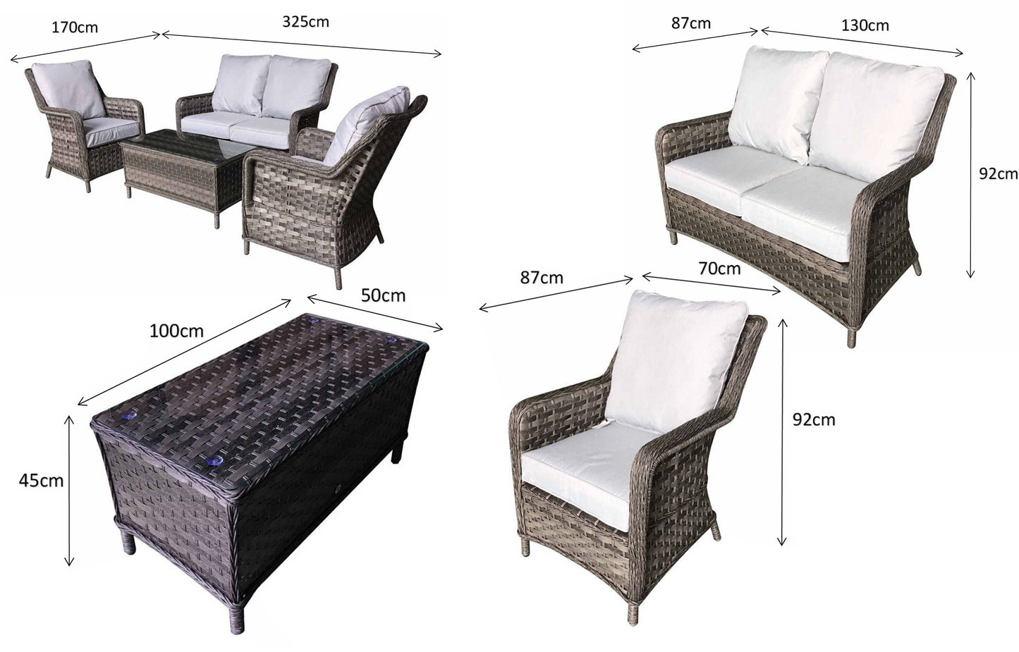 Rattan 4 Seater Sofa Set with Chairs | Mia0008