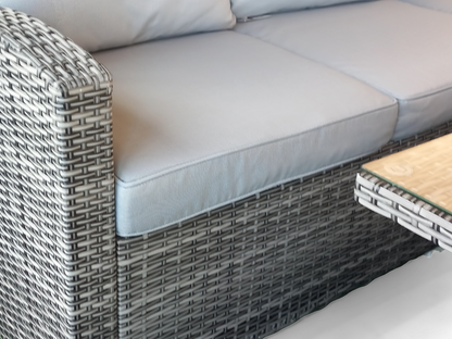 Cambridge Rattan Grey Casual Dining Corner Sofa Set With Rising Table | Camb181G