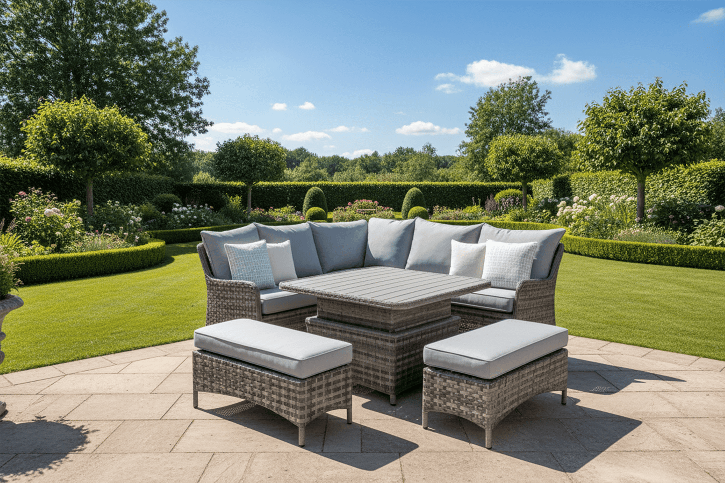 Rattan Ledbury Casual Corner Sofa Set with Lift Table