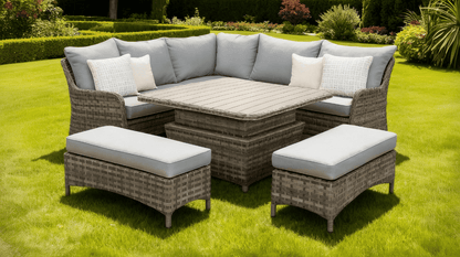 Rattan Ledbury Casual Corner Sofa Set with Lift Table