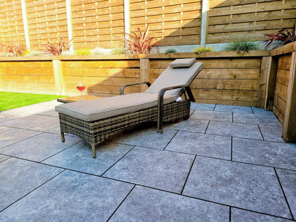 Rattan Single Sun lounger with drinks table | Savannah | Sava0406