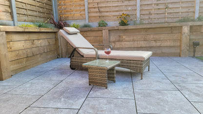 Rattan Single Sun lounger with drinks table | Savannah | Sava0406