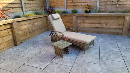 Rattan Single Sun lounger with drinks table | Savannah | Sava0406