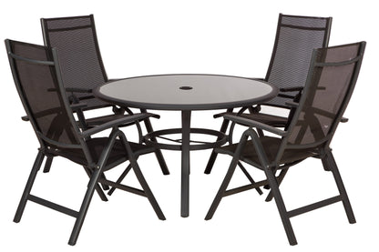 Sorrento 4 Seat Black Round Deluxe Recliner Set | AMIR | SOR120RECBLK