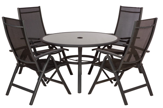 Sorrento 4 Seat Black Round Deluxe Recliner Set | AMIR | SOR120RECBLK