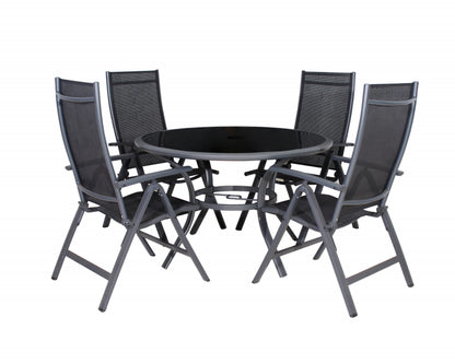 Sorrento 4 Seat Black Round Deluxe Recliner Set | AMIR | SOR120RECBLK