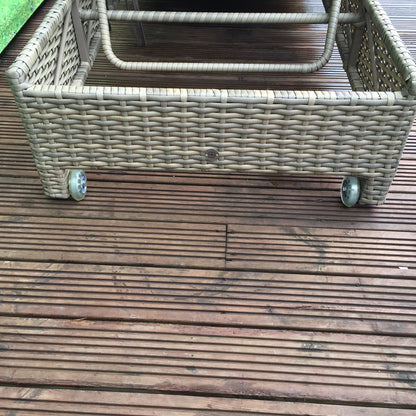 Rattan pair of Sun Loungers with Table in Natural | Sarena | Sare0046
