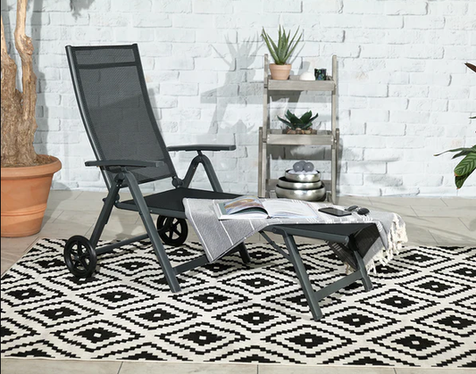 Sorrento Black Textylene Sunlounger with Wheels | 425202 | AMIR