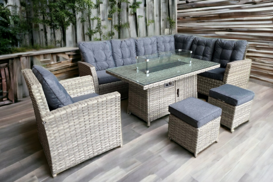 Rattan Ciara Dining Corner Sofa With Firepit Table | 063GFS