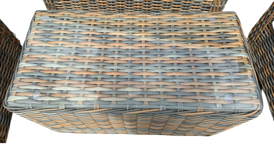 Homeflair Anna Rattan Mixed Weave 2 Seater + 2 Chairs + Coffee Table