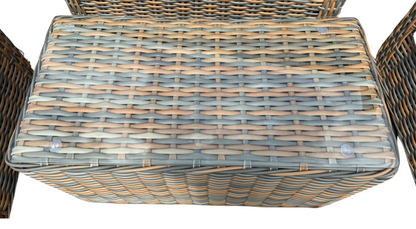 Homeflair Anna Rattan Mixed Weave 2 Seater + 2 Chairs + Coffee Table