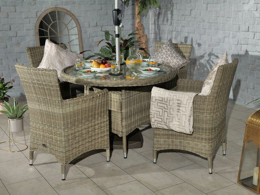 Rattan Wentworth 4 Seater Dining Set AMIR | WEN110CAR-WS