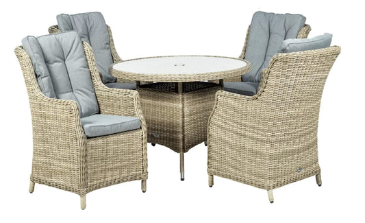 Rattan Wentworth 4 Seater Round Imperial Dining Set | AMIR | WEN110COM-WS