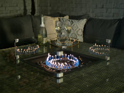 Rattan Wentworth Fire Pit 7pc Deluxe Modular Corner Dining / Lounging Set | AMIR | WEN120FP