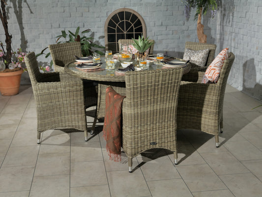 Rattan Wentworth 6 Seater Dining Set | AMIR | WEN140CAR-WS