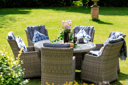 Rattan Wentworth 6 Seater Round Imperial Dining Set | AMIR | WEN140COM-WS