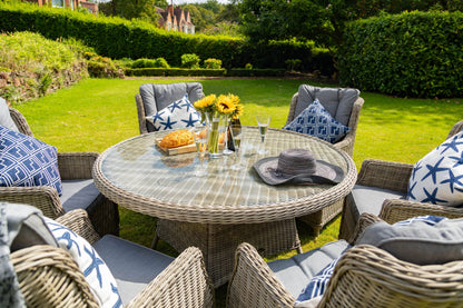 Rattan Wentworth 6 Seater Round Imperial Dining Set | AMIR | WEN140COM-WS