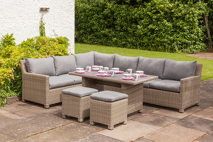 Rattan Wentworth Adjustable Corner Dining Set | AMIR | WENADJMOD-WS