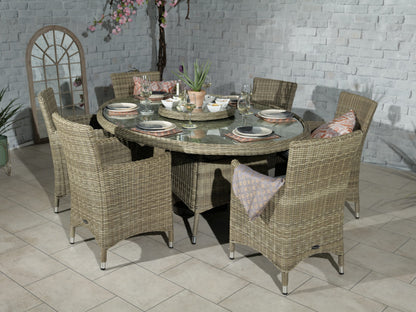 Rattan Wentworth 6 Seater Ellipse Highback Comfort Dining Set | AMIR | WEN200xCAR-WS
