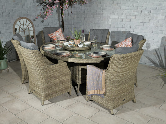 Rattan Wentworth 6 Seater Ellipse Imperial Dining Set | AMIR | WEN200xCOM-WS