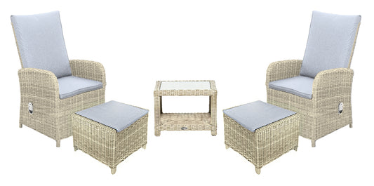 Rattan Wentworth 2 Seater High Back Recliner Comfort Set | AMIR | WENHBRSET-WS
