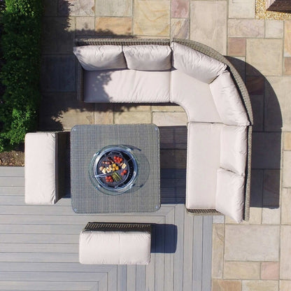 HomHomeflair – Winchester Royal Rattan Corner Dining Sofa Set with Firepit