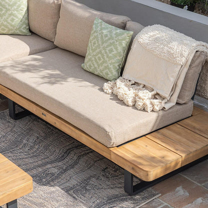 Homeflair -  Bali Wood Platform Corner Sofa Set