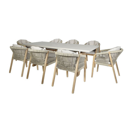 Homeflair - Martinique Rope Weave 6 Seat Round Dining Set