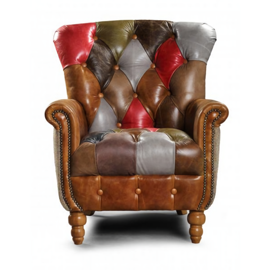 Alderley Leather Patchwork Chair | Vintage