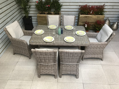 Rattan Rectangular Dining Table + 6 Chairs Set | Alexandra | Alex0205_0176_0177