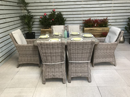 Rattan Rectangular Dining Table + 6 Chairs Set | Alexandra | Alex0205_0176_0177