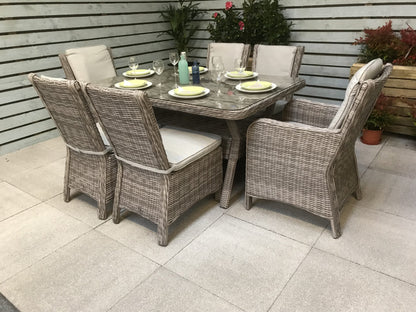 Rattan Rectangular Dining Table + 6 Chairs Set | Alexandra | Alex0205_0176_0177