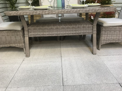 Rattan Rectangular Dining Table + 6 Chairs Set | Alexandra | Alex0205_0176_0177